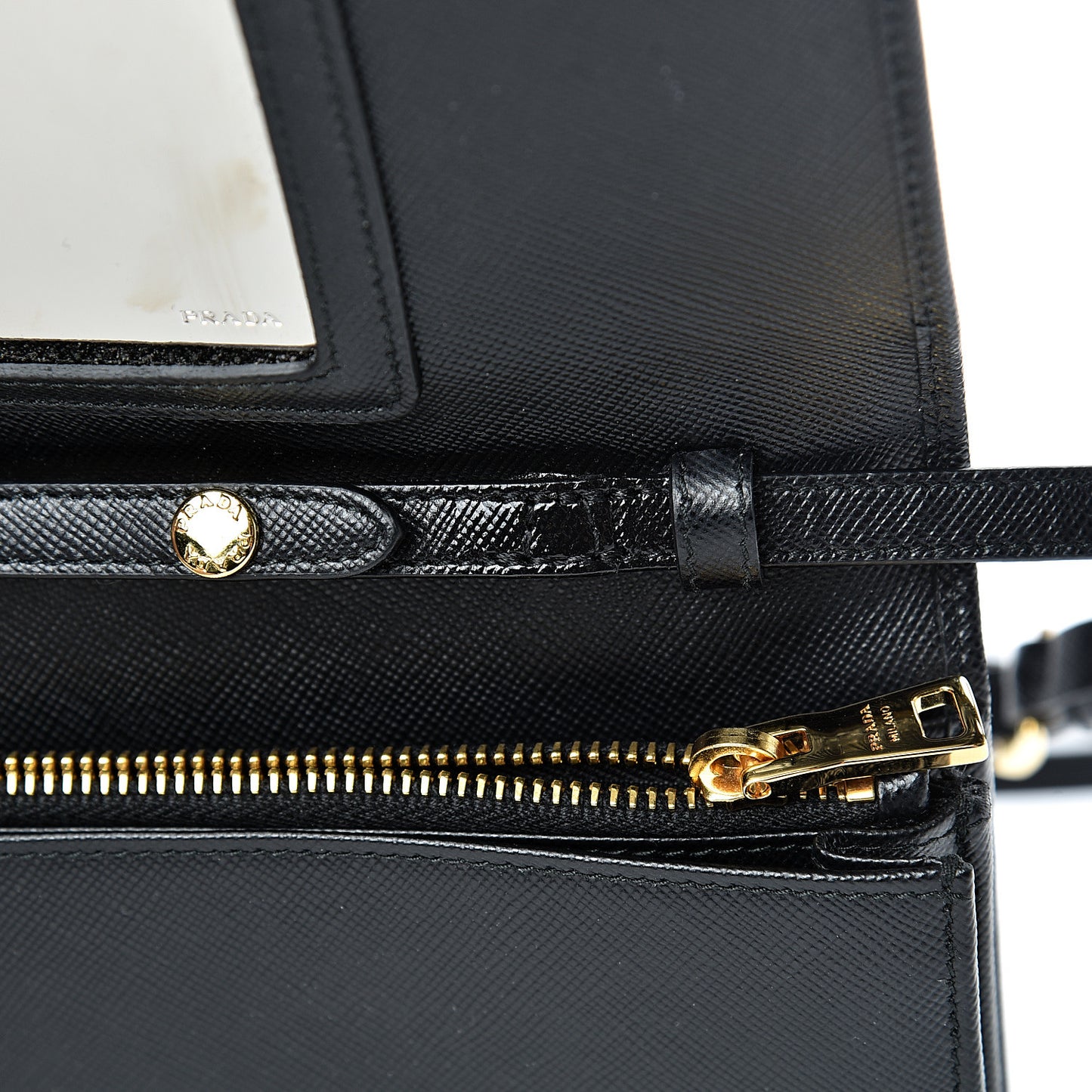 Saffiano Metal Flap Wallet With Strap Black