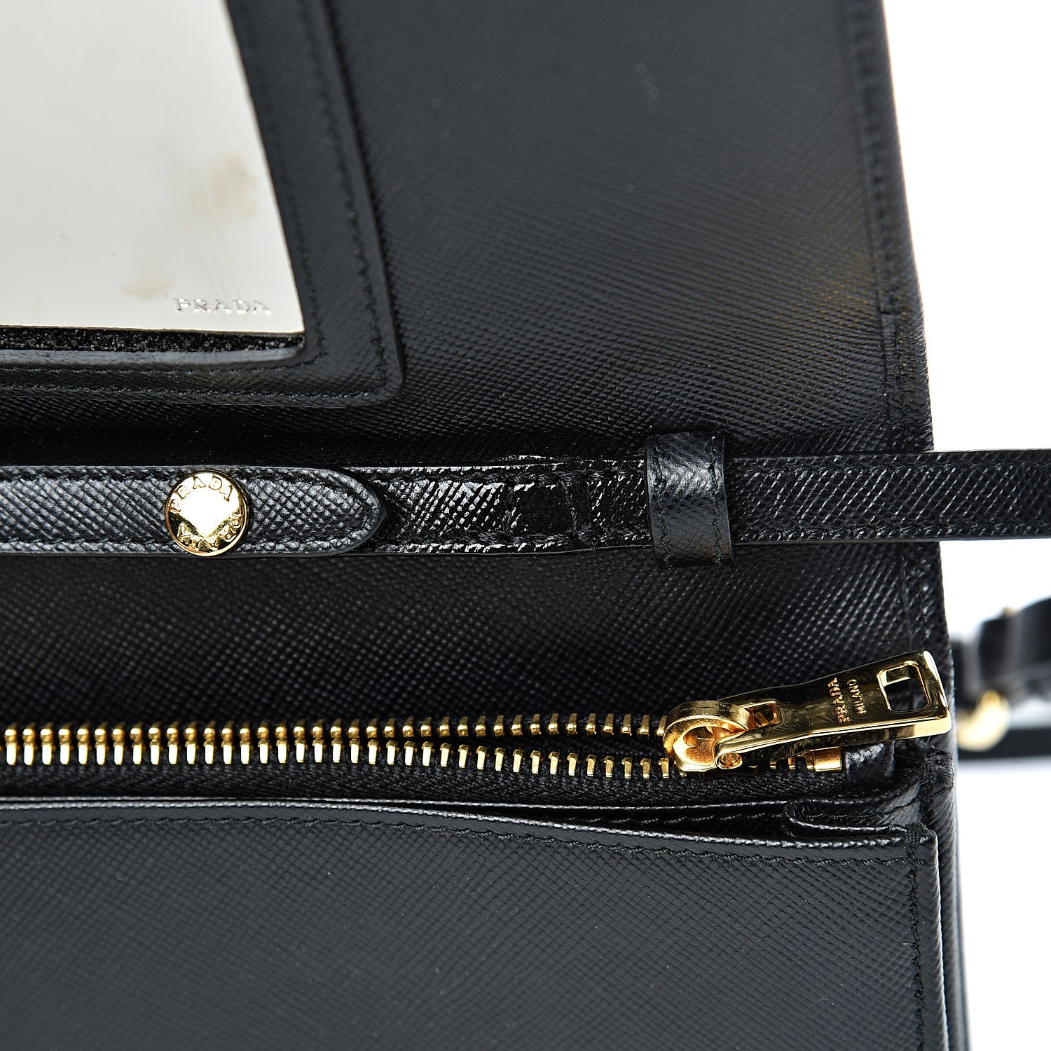 Prada Saffiano Metal Flap Wallet With Strap Black 11 of 15