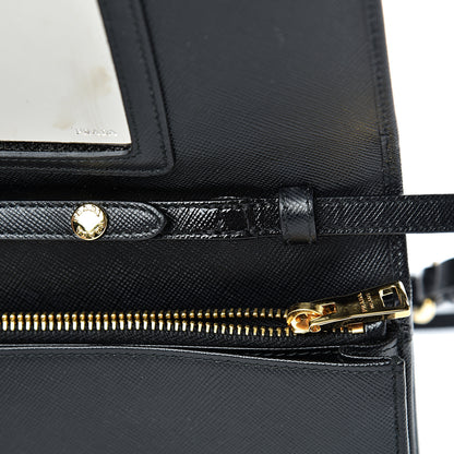 Prada Saffiano Metal Flap Wallet With Strap Black 11 of 15