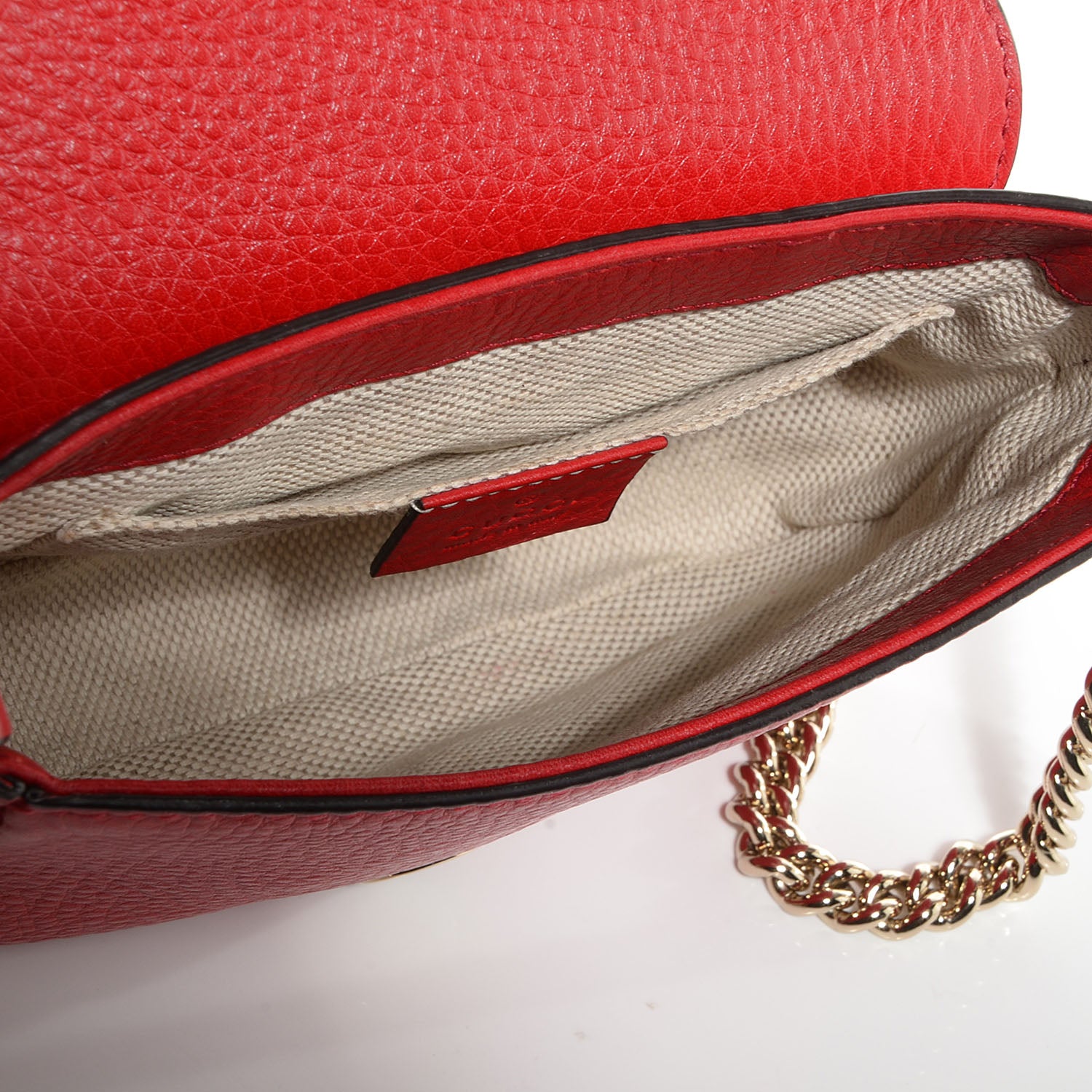 Gucci Pebbled Calfskin Small Soho Flap Crossbody Red 5 of 7