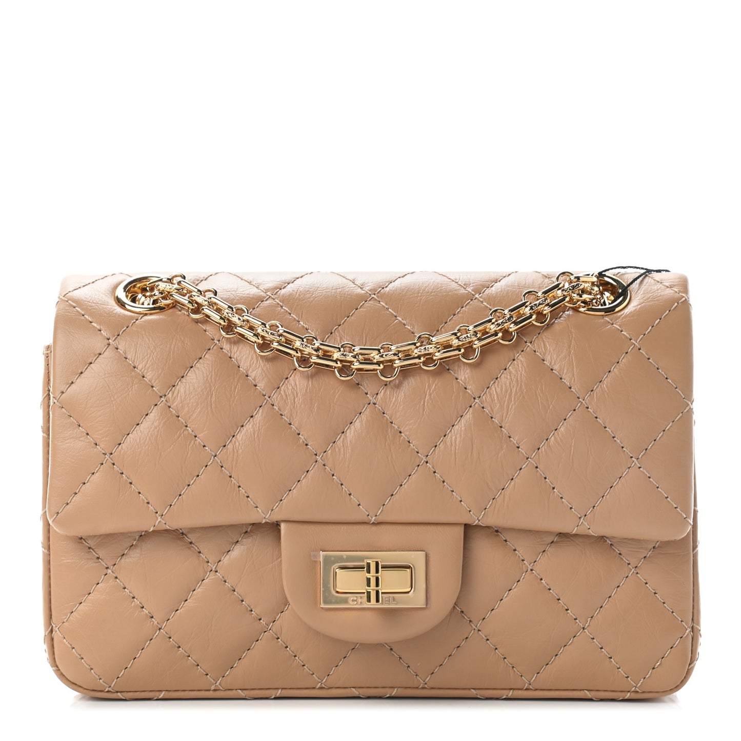 Aged Calfskin Quilted 2.55 Reissue Mini Flap Beige