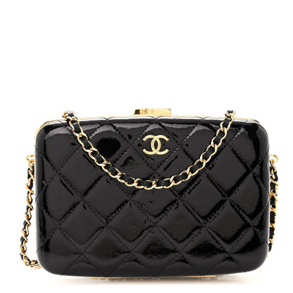 Chanel Glazed Goatskin Quilted Box With Chain Black 1 of 10