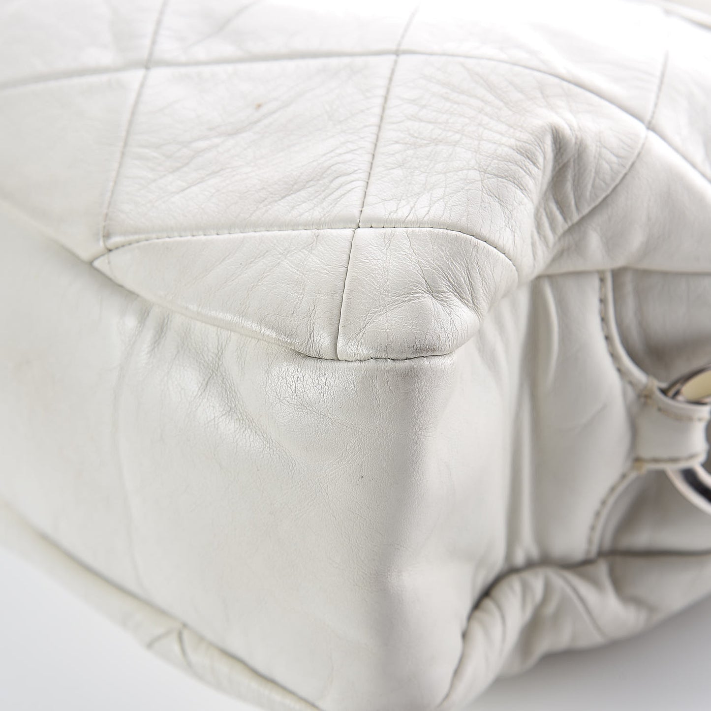 Calfskin Quilted Chain Hobo White