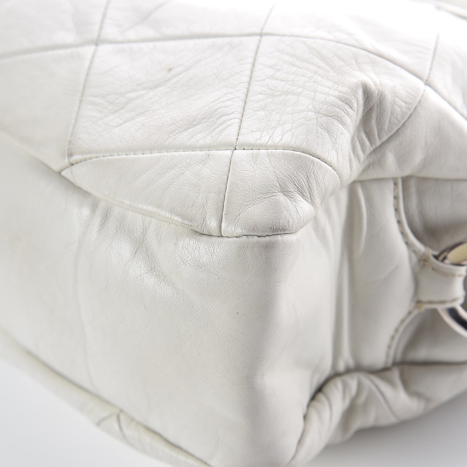 Chanel Calfskin Quilted Chain Hobo White 13 of 24