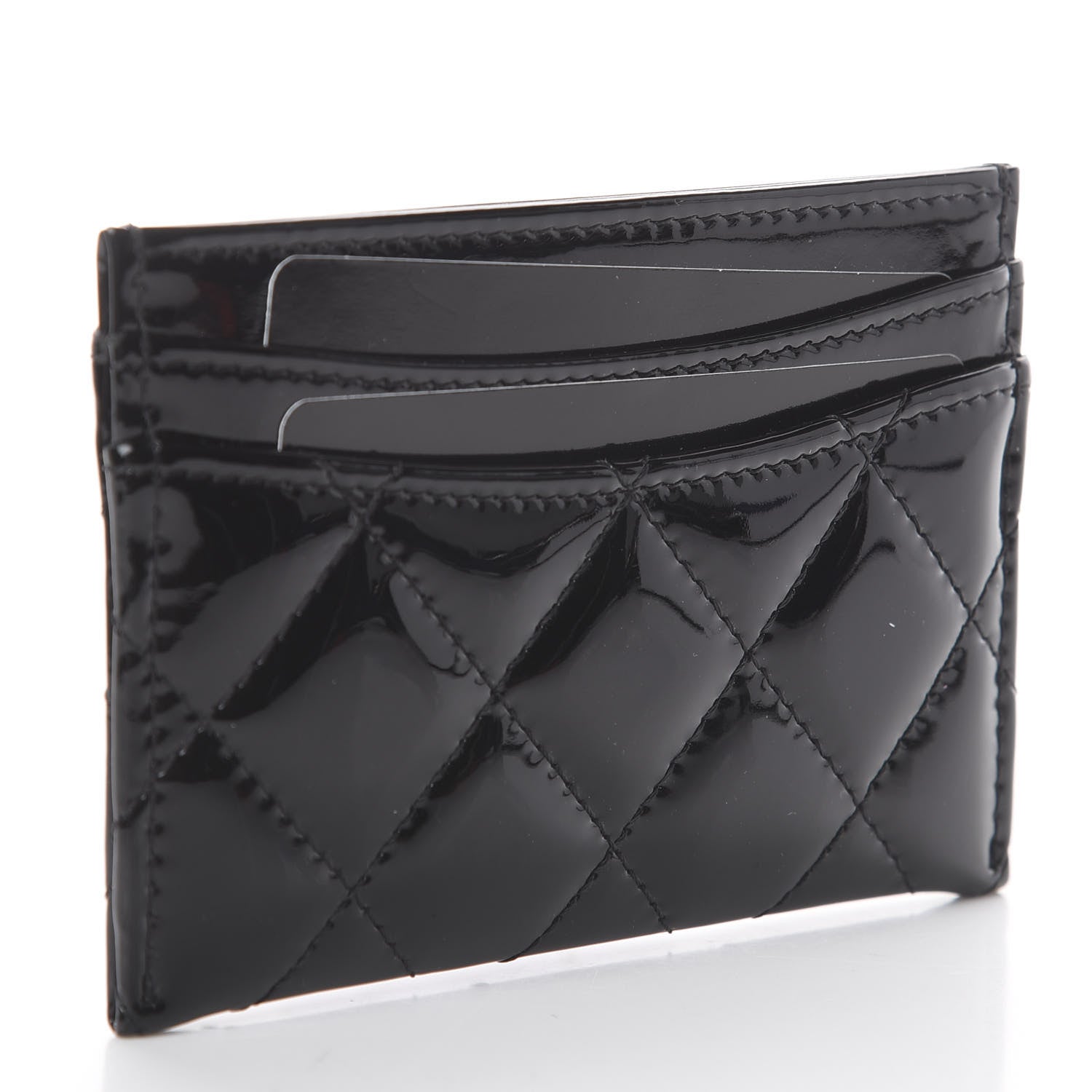 Chanel Patent Calfskin Quilted Card Holder Black 2 of 6