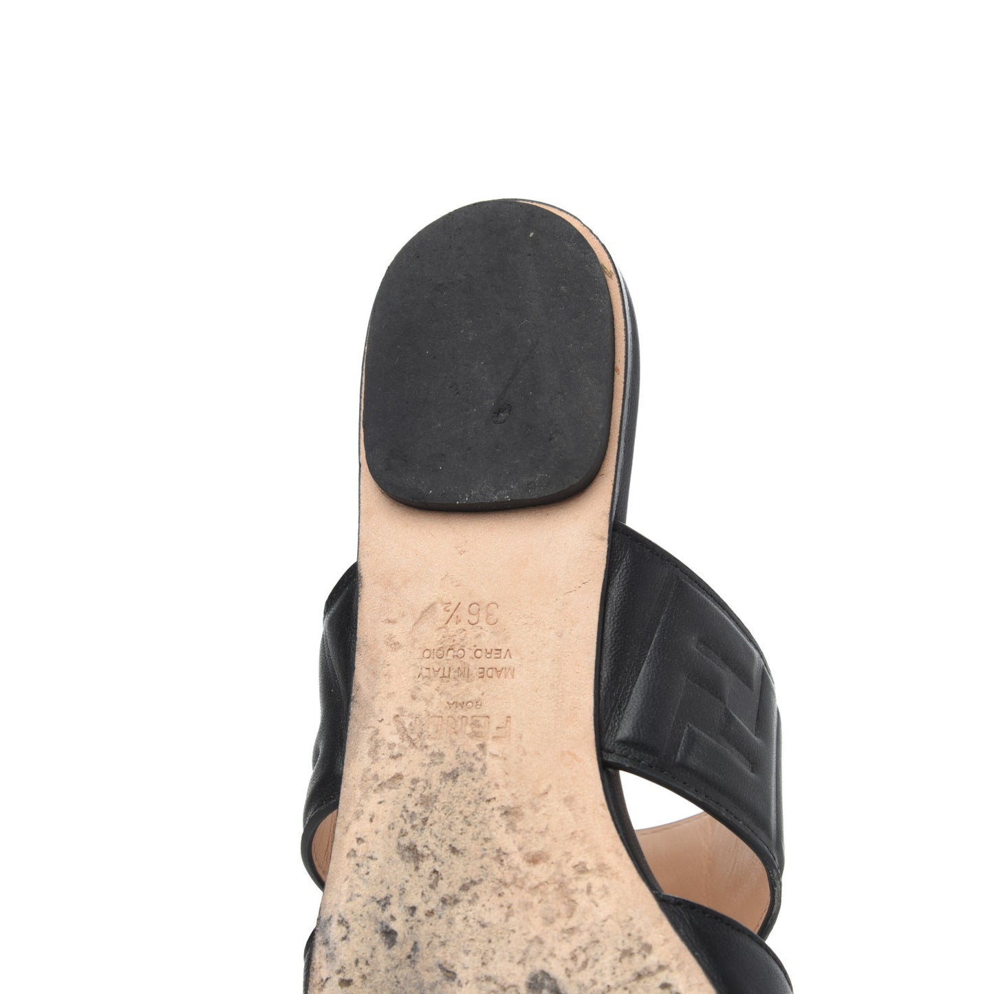 Vitello FF Embossed Flat Mules 36.5 Black