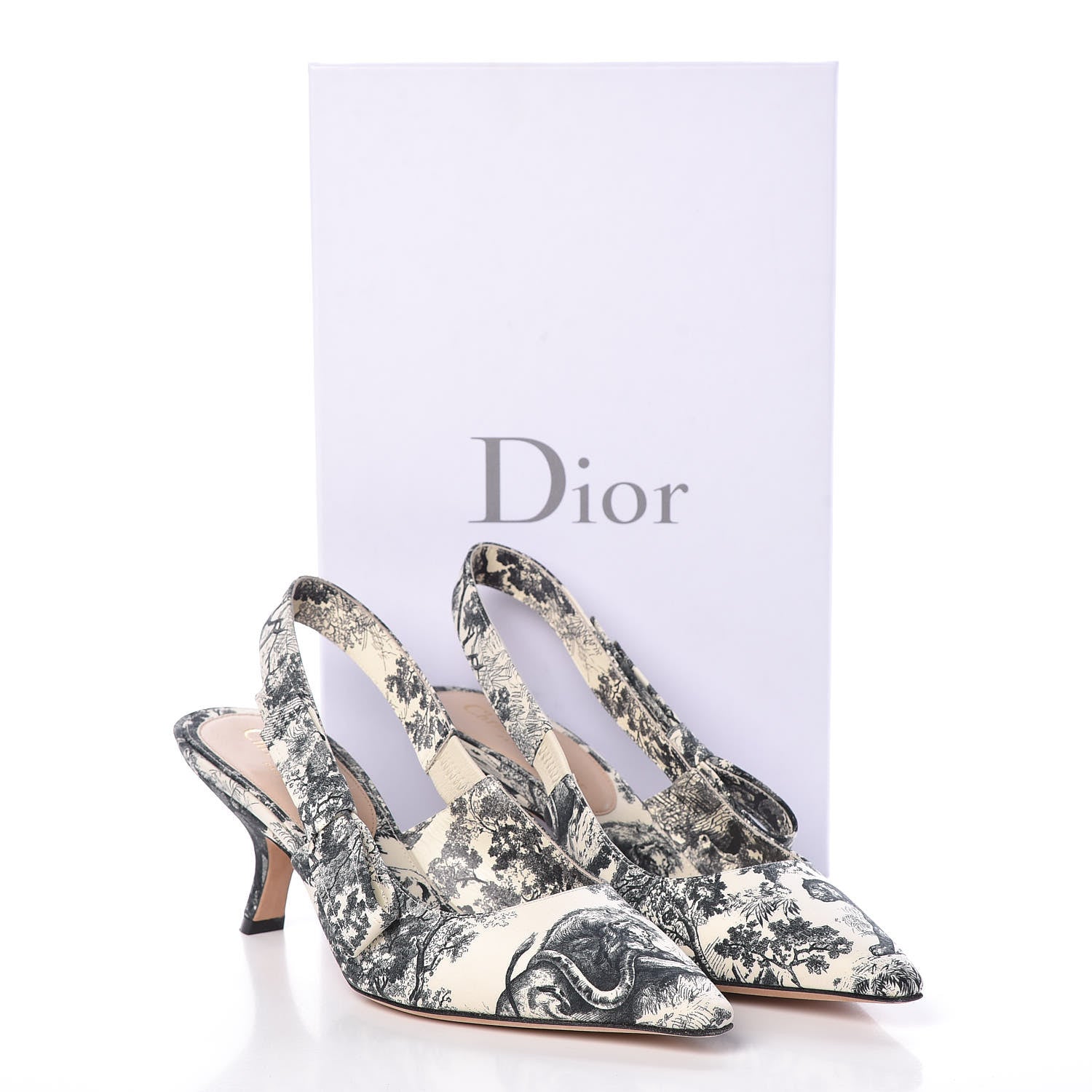 Christian Dior Toile De Jouy Sweet D Slingback Pumps 37 Off White 9 of 9