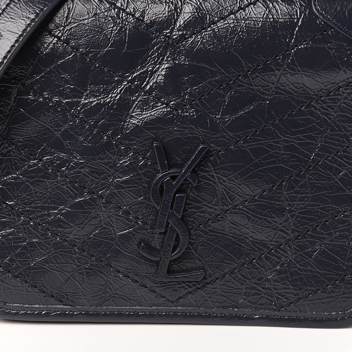 Saint Laurent Crinkled Calfskin Matelasse Monogram Niki Chain Wallet Deep Marine 9 of 9