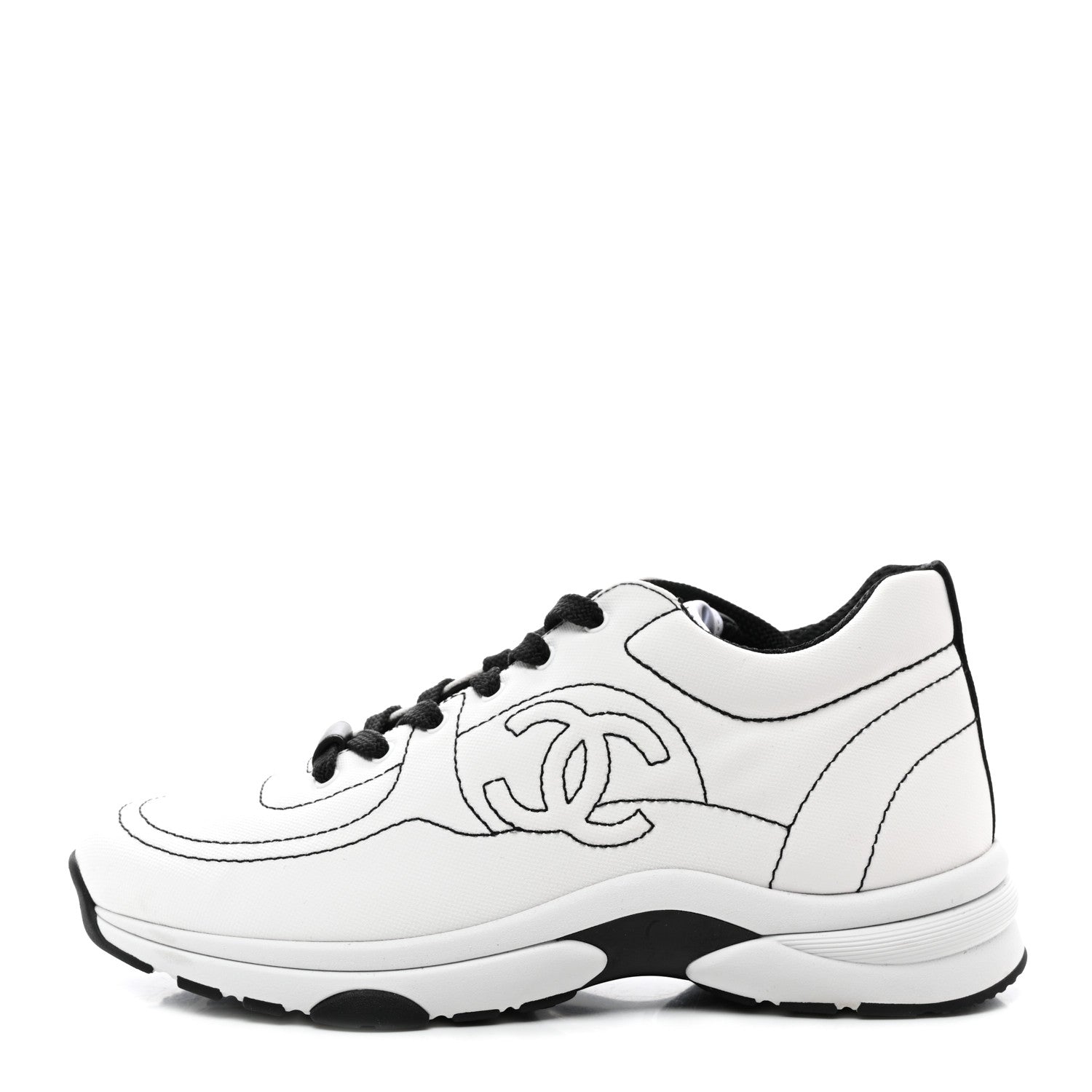 Chanel Cotton Sneakers 39 White Black 1 of 9