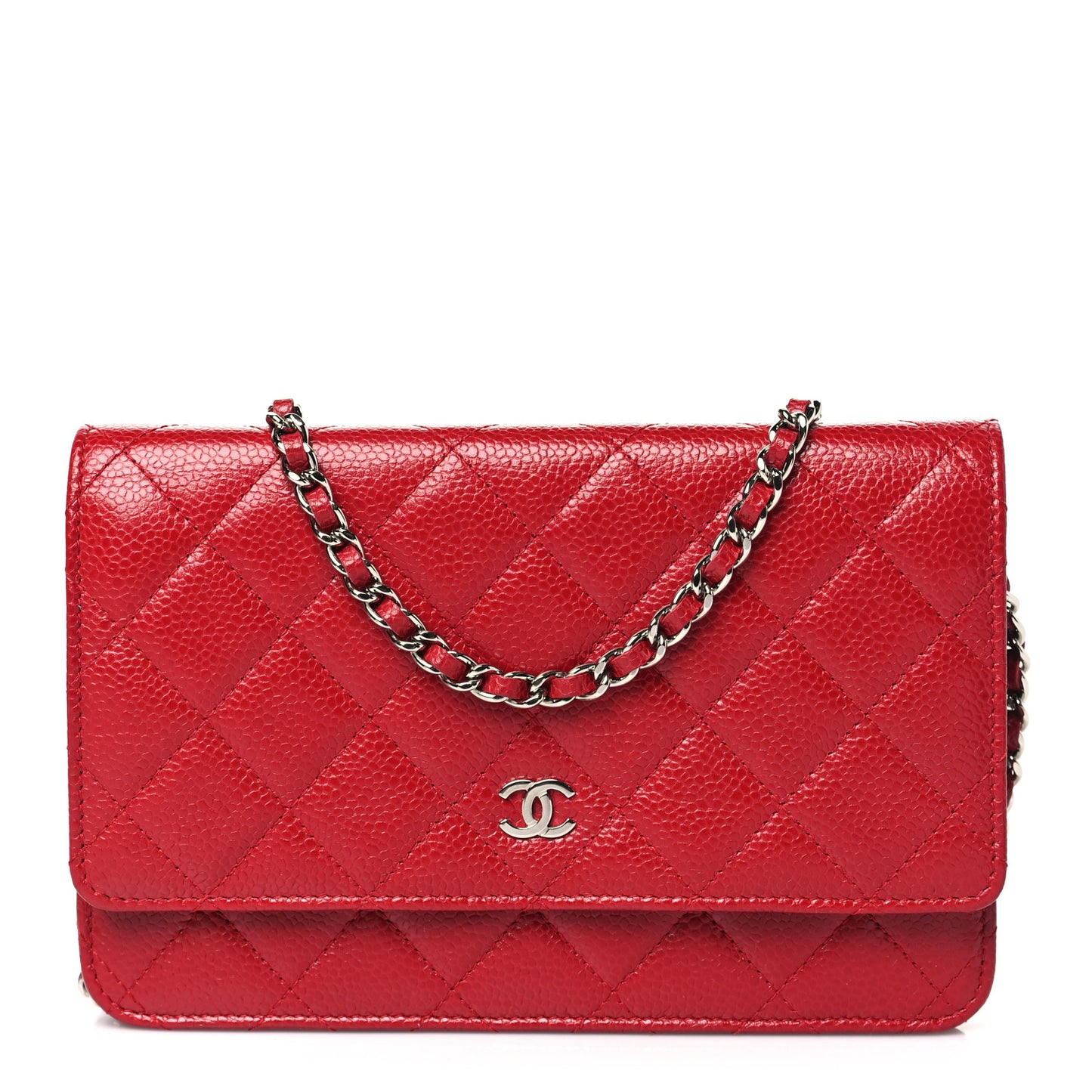 Caviar Quilted Wallet on Chain WOC Red