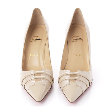 Christian Louboutin Patent Shiny Nappa Front Double 85 Pumps 37 Beige 2 of 8