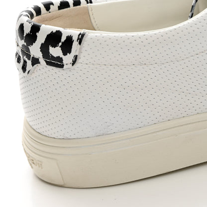 Saint Laurent Perforated Calfskin Cheetah Print Andy Low Top Sneakers 38.5 White Black 9 of 14