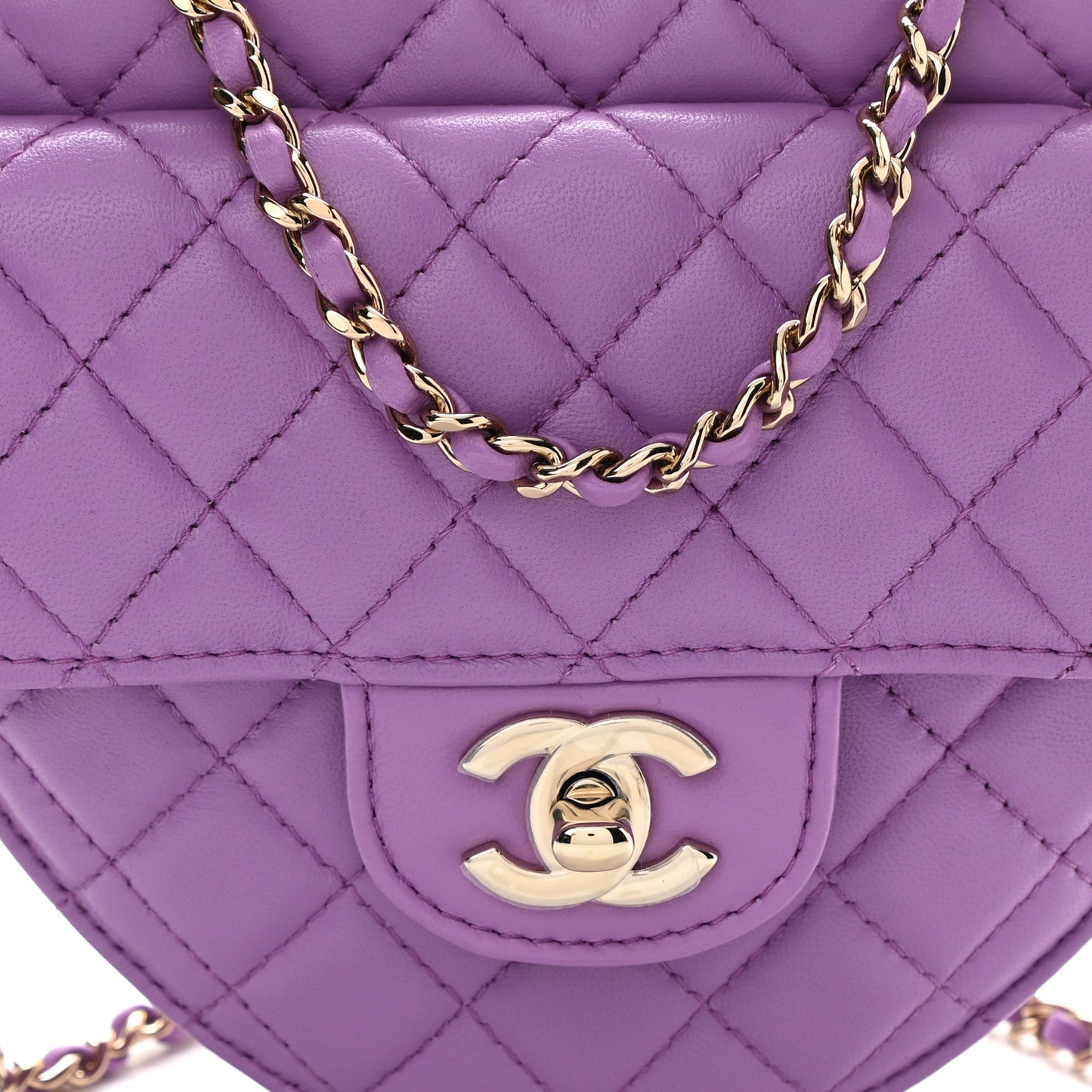 Lambskin Quilted CC In Love Heart Bag Purple