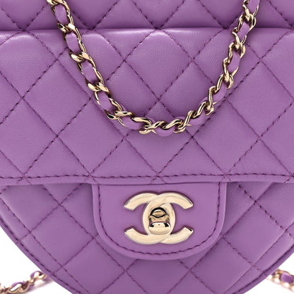 Chanel Lambskin Quilted CC In Love Heart Bag Purple 8 of 10