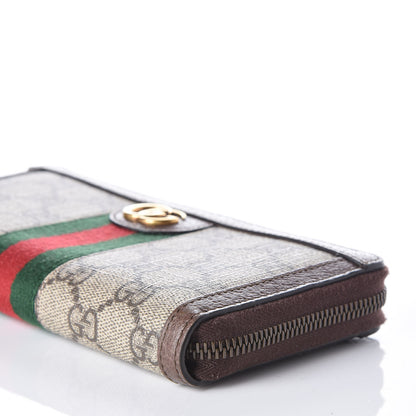Gucci GG Supreme Monogram Web Ophidia Zip Around Wallet Brown 7 of 8