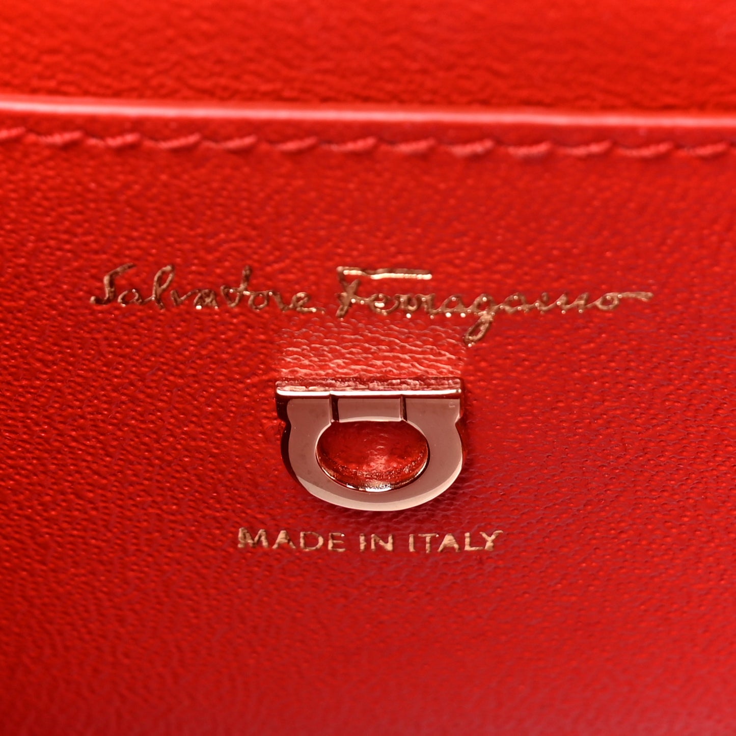 SALVATORE FERRAGAMO Calfskin Gancini Mini Boxyz Red