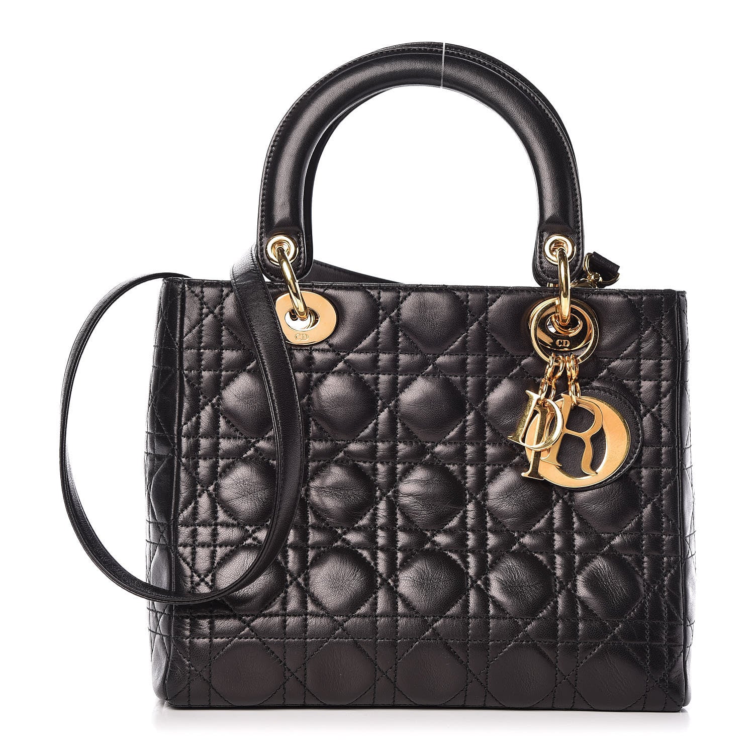 Christian Dior Lambskin Cannage Medium Lady Dior Black 1 of 16