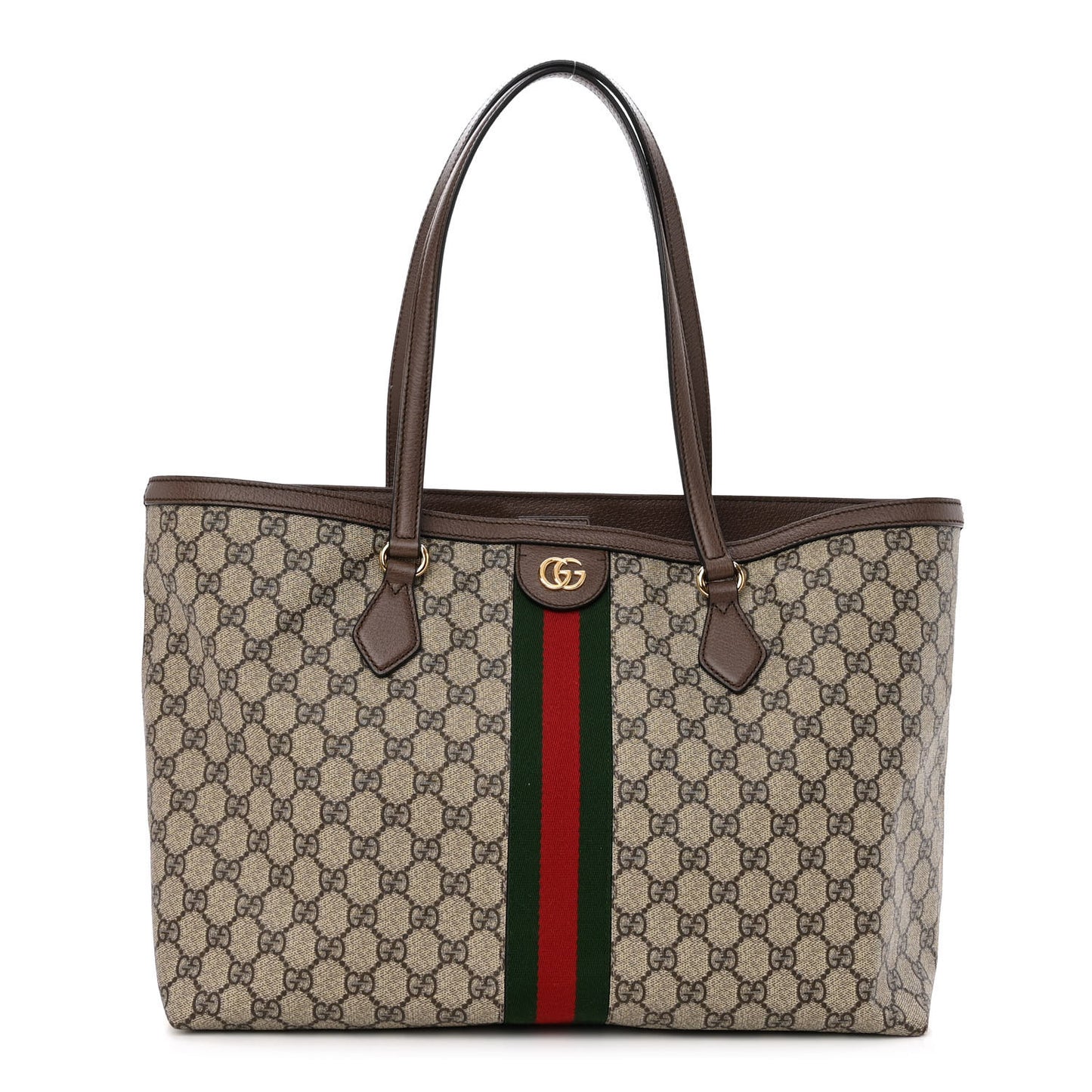 GG Supreme Monogram Medium Ophidia Shopping Tote Brown