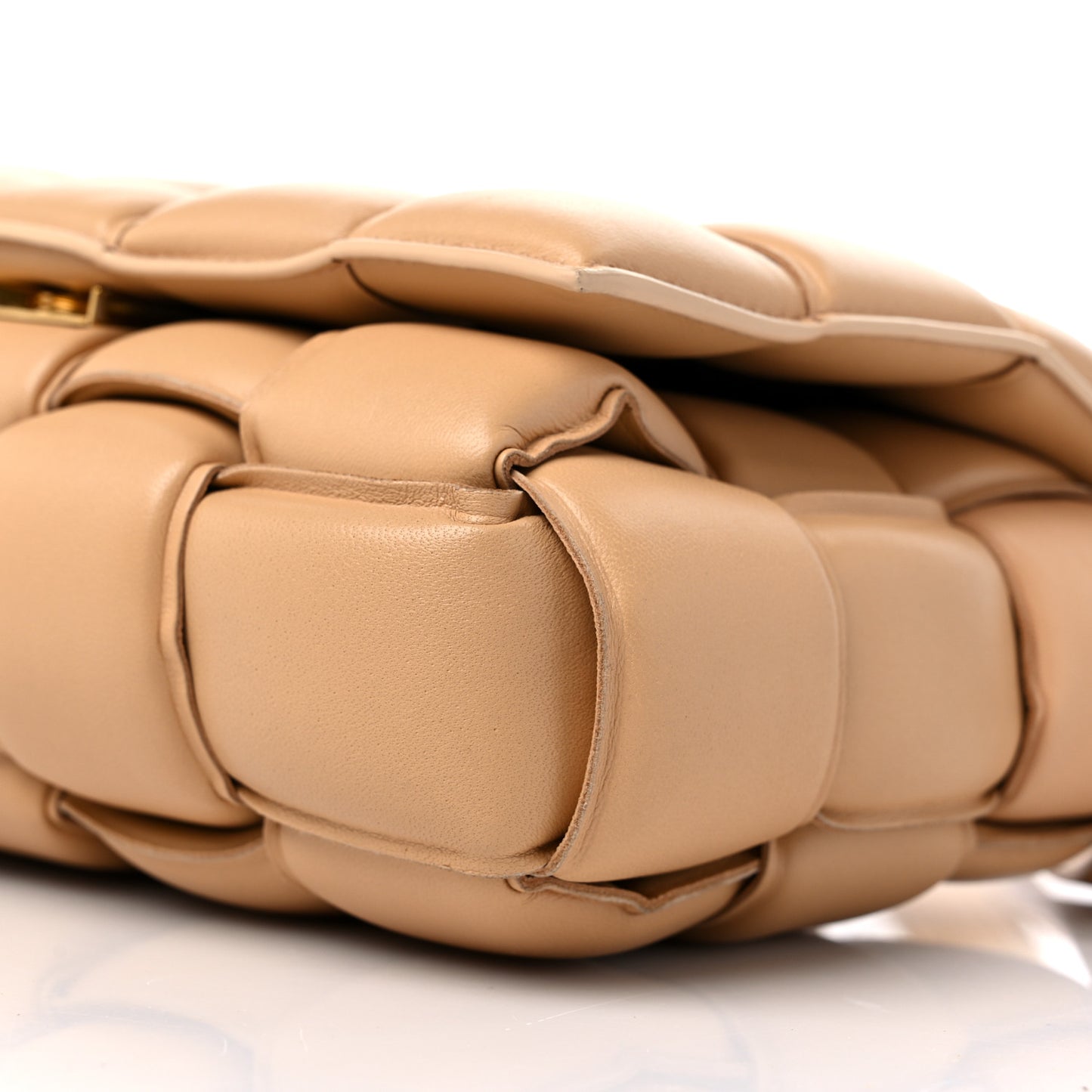 Nappa Maxi Intreccio Padded Cassette Crossbody Bag Almond