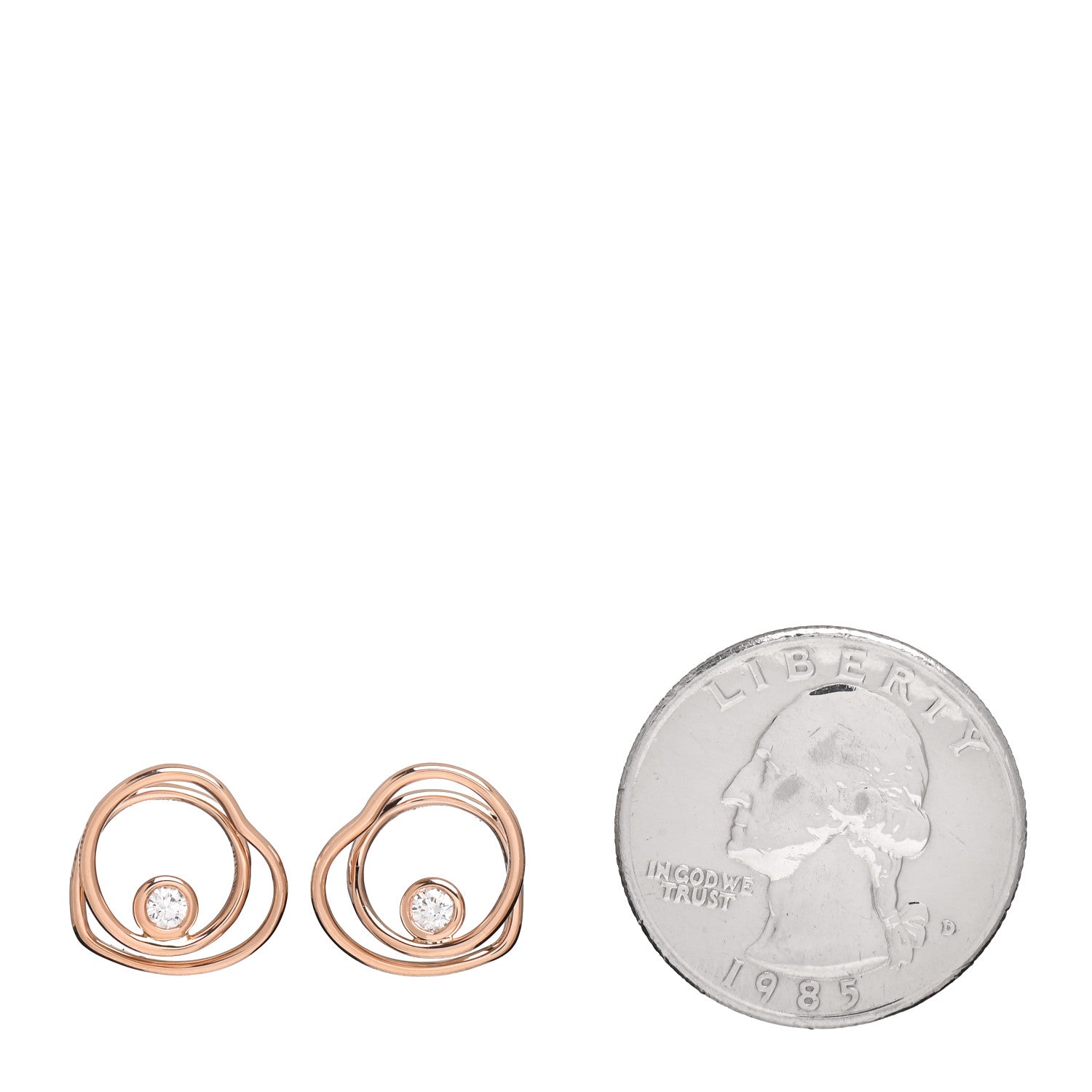 Hermes 18K Rose Gold Diamond TPM Vertige Coeur Earrings 2 of 5