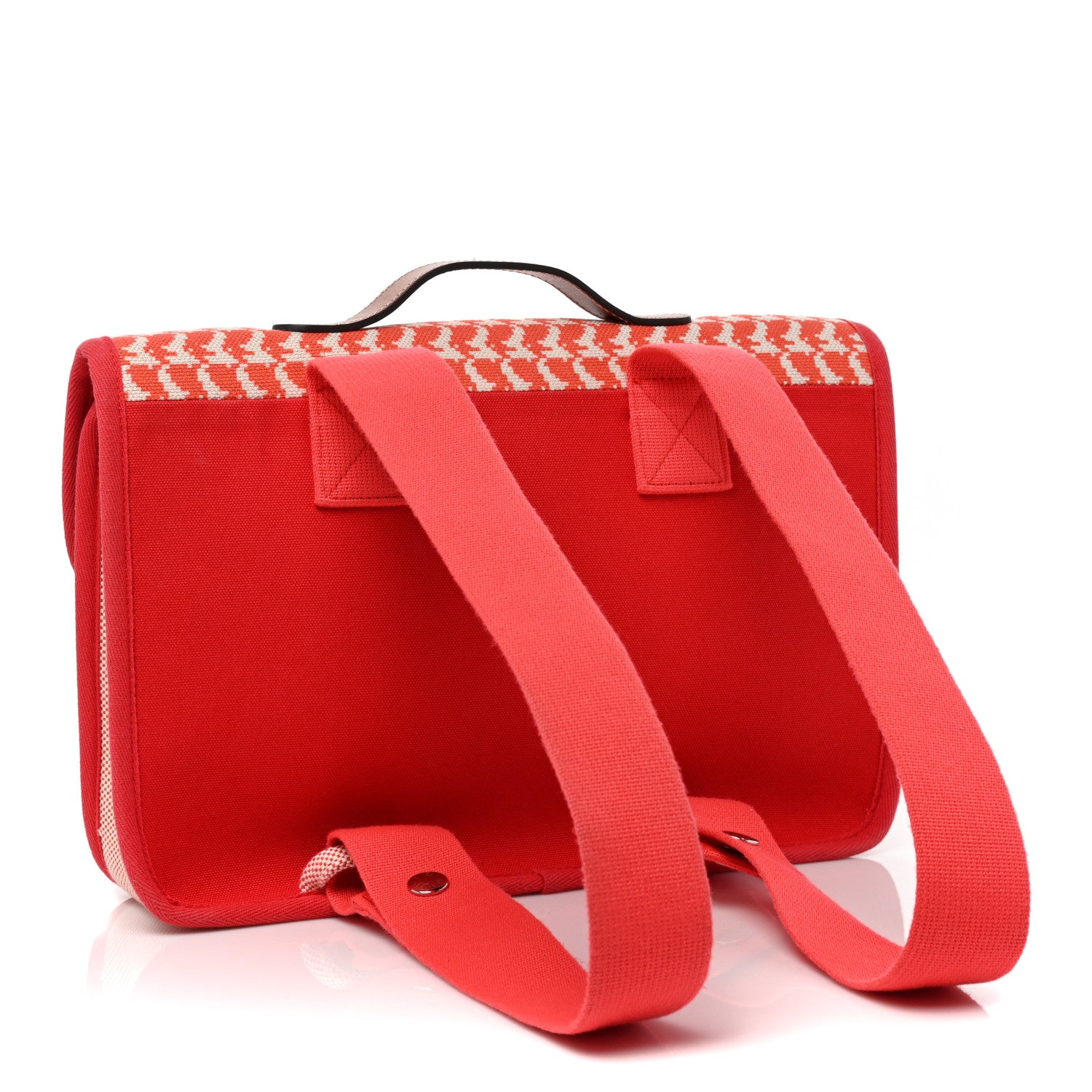 Hermes Toile Canvas Barenia Childrens Animaux Pixel Backpack Red White Orange 3 of 11