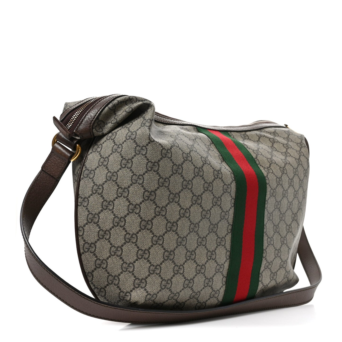 GG Supreme Monogram Web Ophidia Half Moon Hobo Brown