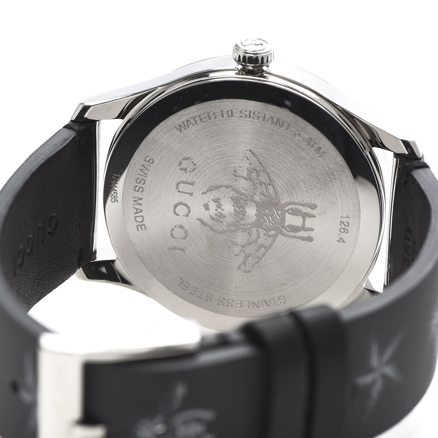 Gucci Stainless Steel Calfskin 38mm G-Timeless Bee Star Hologram Quartz Watch Black 6 of 8