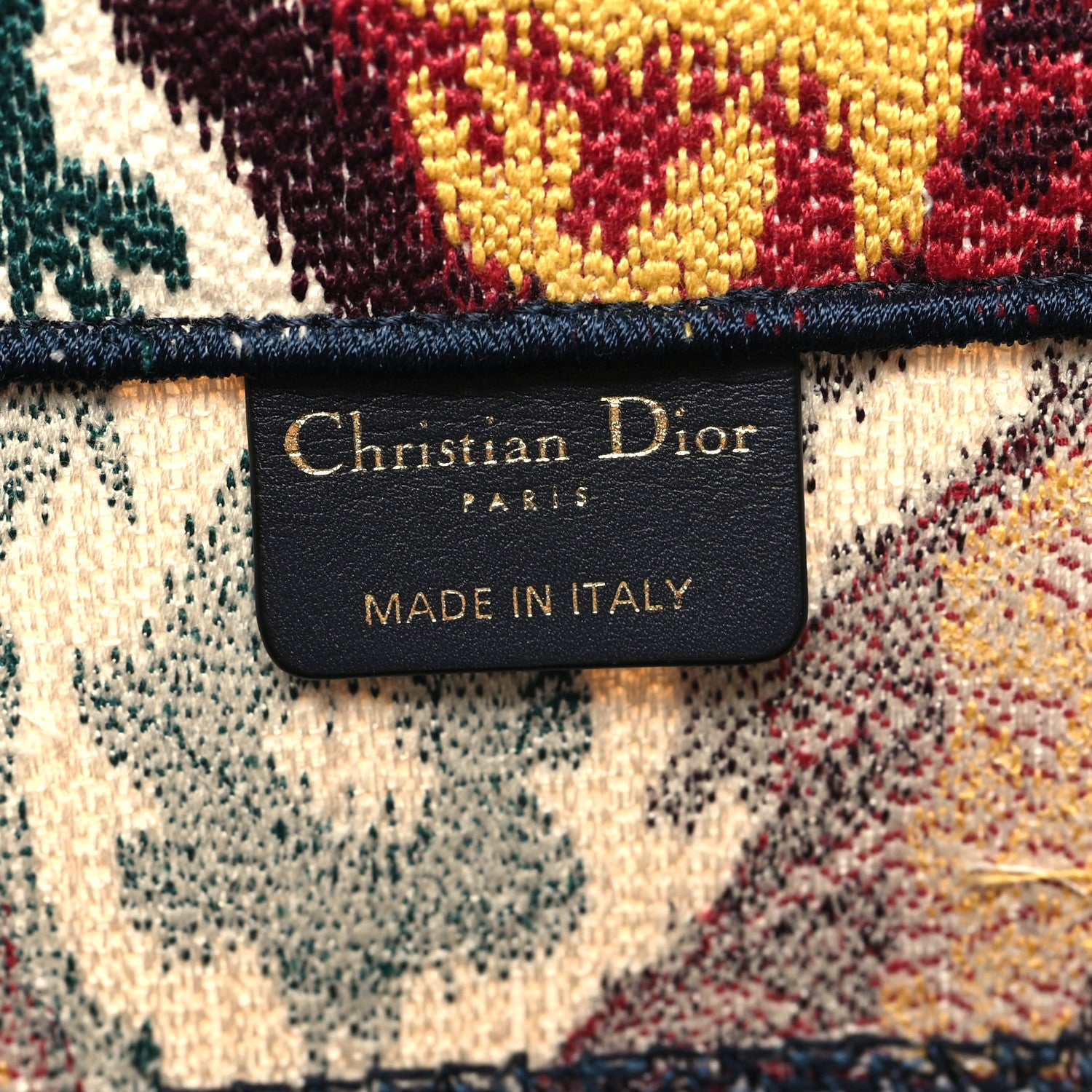 Christian Dior Canvas Embroidered Paisley Medium Book Tote Blue Multicolor 6 of 11