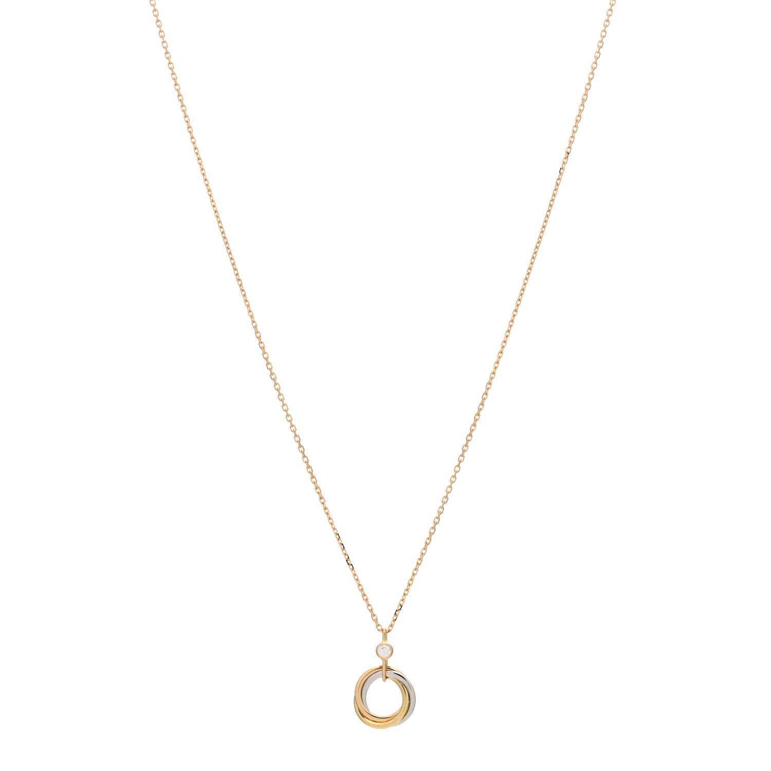 Cartier 18K Pink Yellow White Gold Diamond Trinity Pendant Necklace 1 of 3
