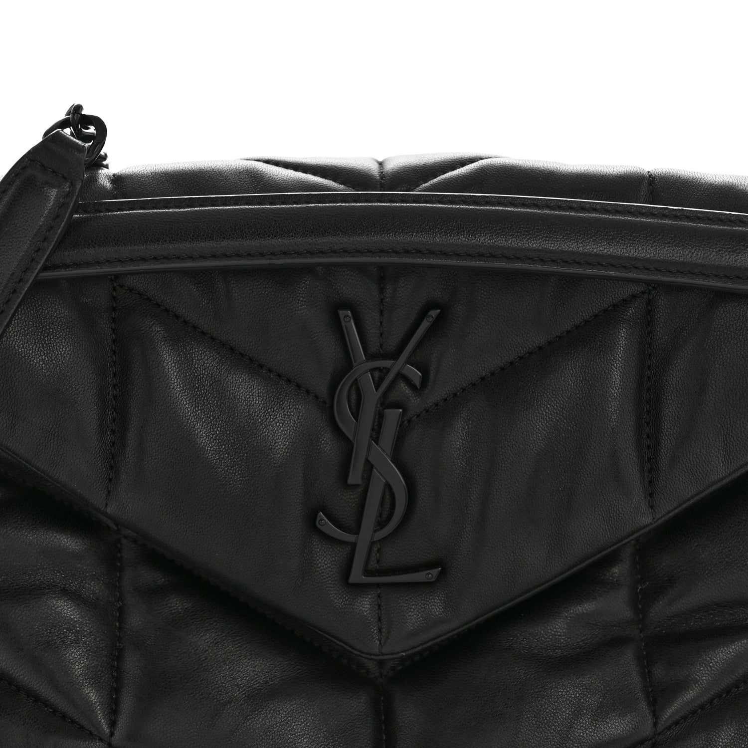 Saint Laurent Lambskin Quilted Monogram Monochrome Small Loulou Puffer Chain Satchel Black 9 of 15