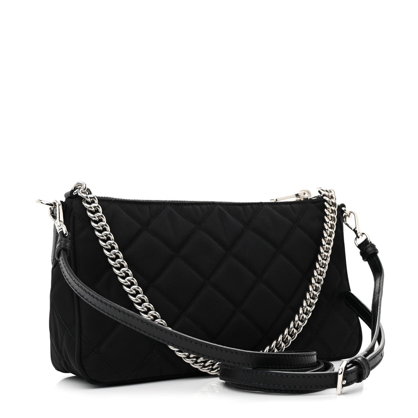 Nylon Tessuto Impuntu Quilted Crossbody Bag Black