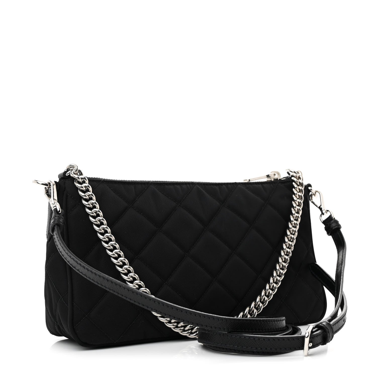 Prada Nylon Tessuto Impuntu Quilted Crossbody Bag Black 3 of 11