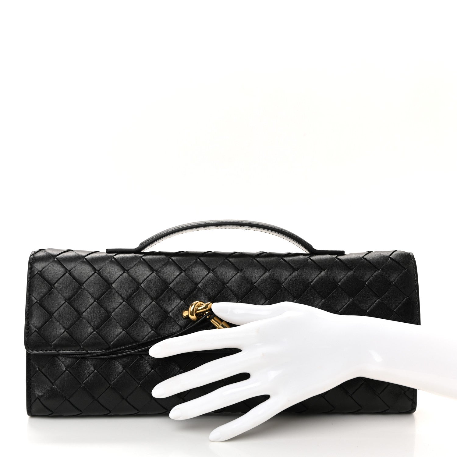 Bottega Veneta Nappa Intrecciato Long Andiamo Top Handle Clutch Black 2 of 6