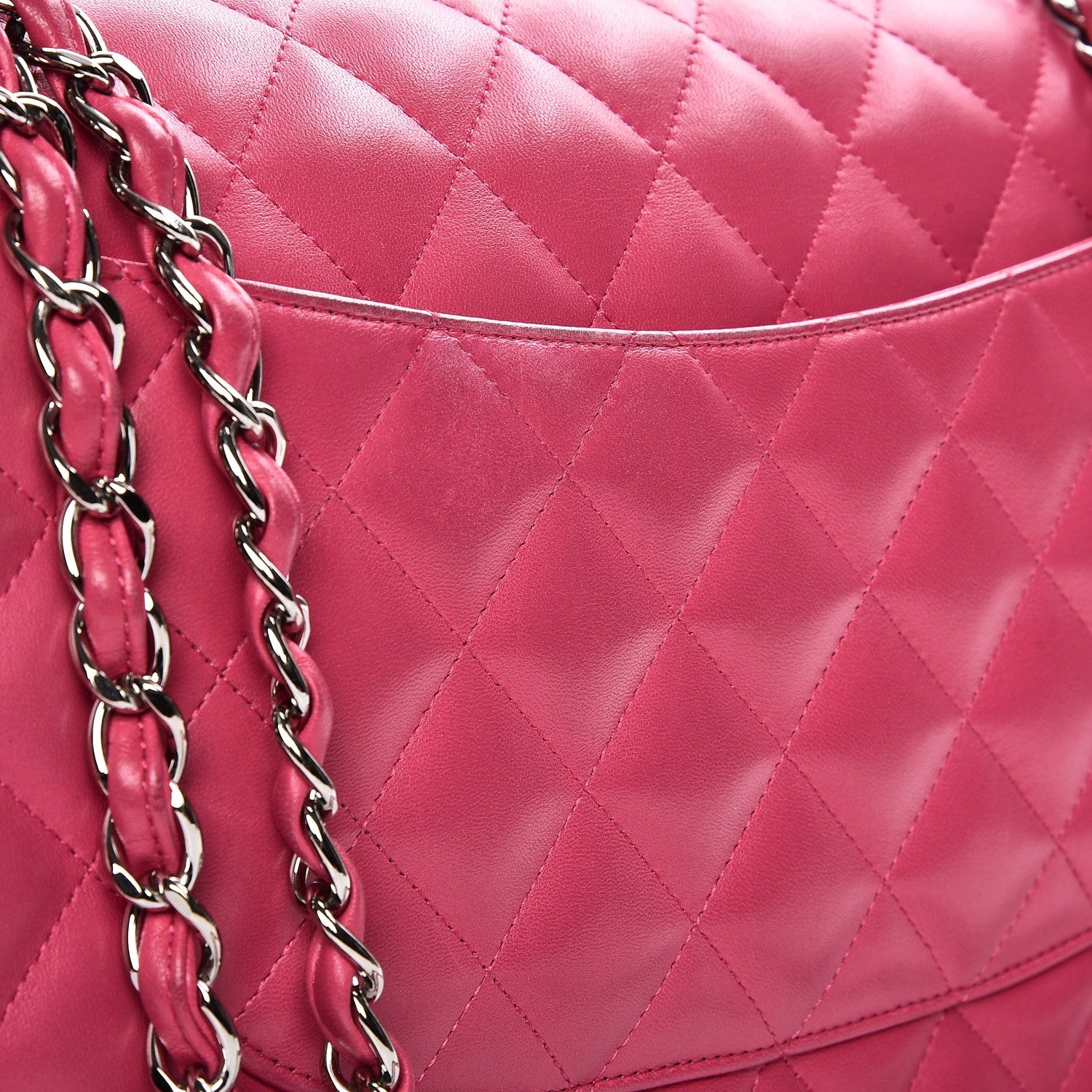 Chanel Lambskin Quilted Jumbo Double Flap Dark Pink 6 of 12