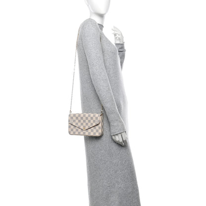 Louis Vuitton Damier Azur Pochette Felicie Chain Wallet Rose Ballerine 2 of 12