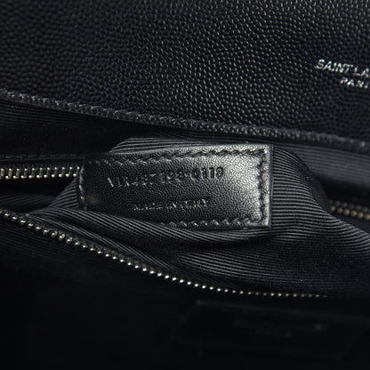 Saint Laurent Grain De Poudre Matelasse Chevron Large Monogram Satchel Black 8 of 14