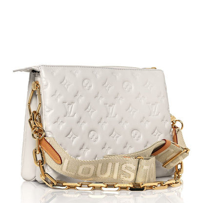 Louis Vuitton Lambskin Embossed Monogram Coussin PM Cream 3 of 12