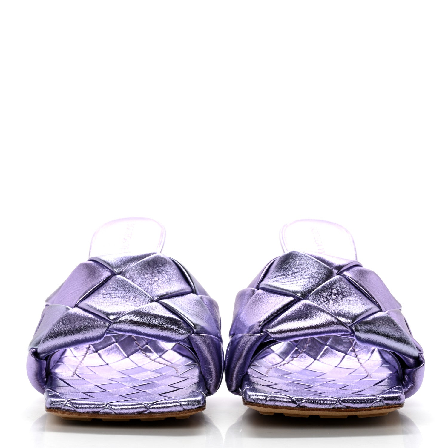 Bottega Veneta Metallic Nappa Maxi Intrecciato Lido Mule Sandals 37 Wisteria 2 of 10