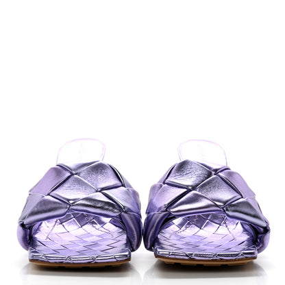 Bottega Veneta Metallic Nappa Maxi Intrecciato Lido Mule Sandals 37 Wisteria 2 of 10