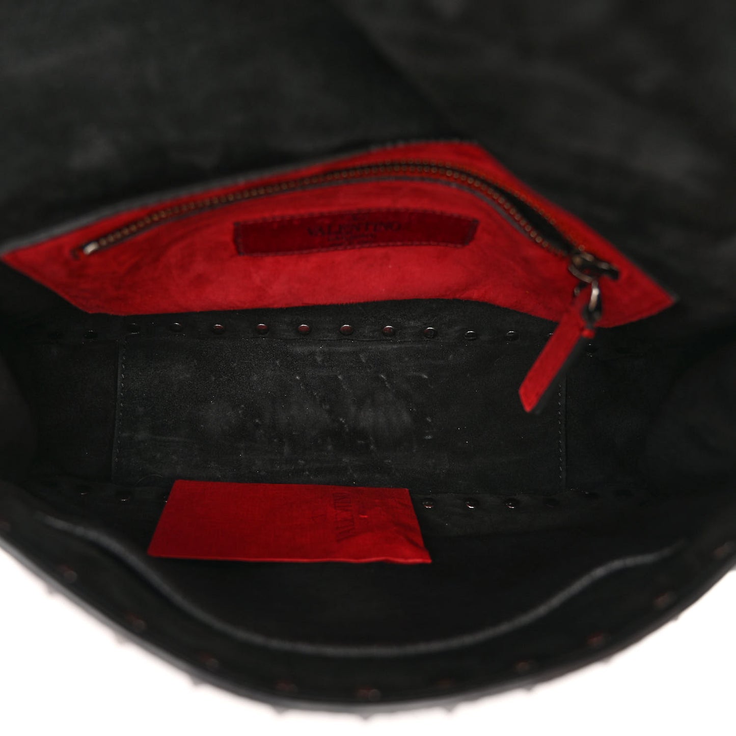 Craquele Nappa Medium Rockstud Spike Shoulder Bag Black