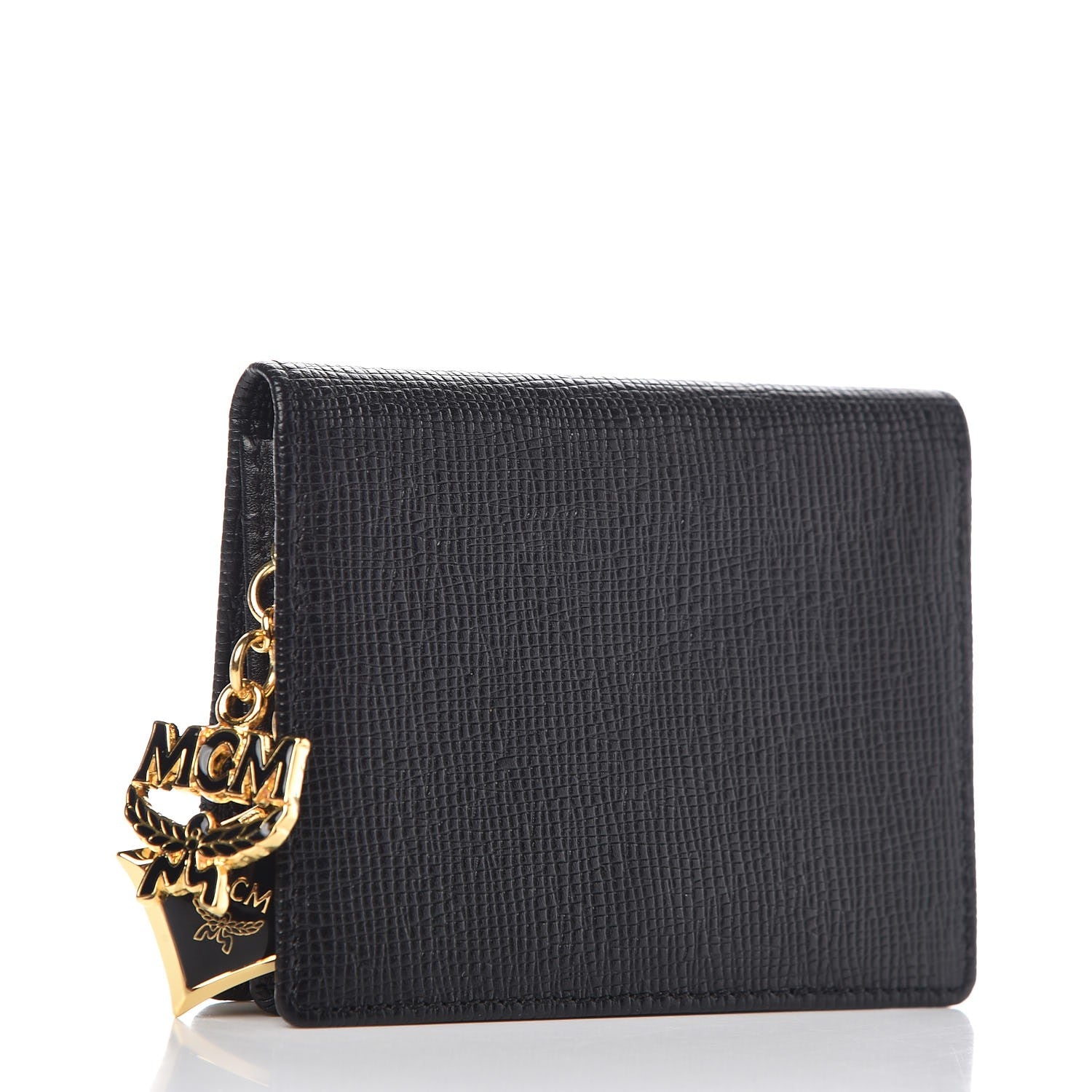 MCM Calfskin Embellished Card Holder Black 3 of 15