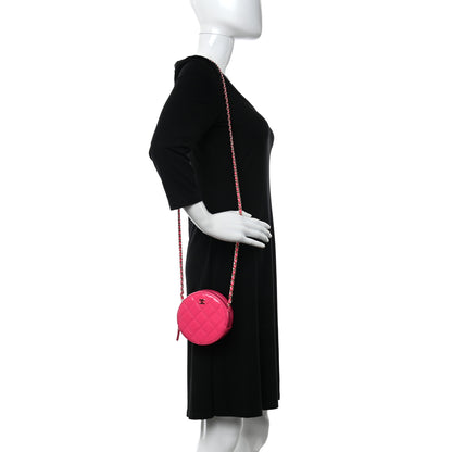 Chanel Patent Quilted Round Clutch With Chain Dark Pink 2 of 12