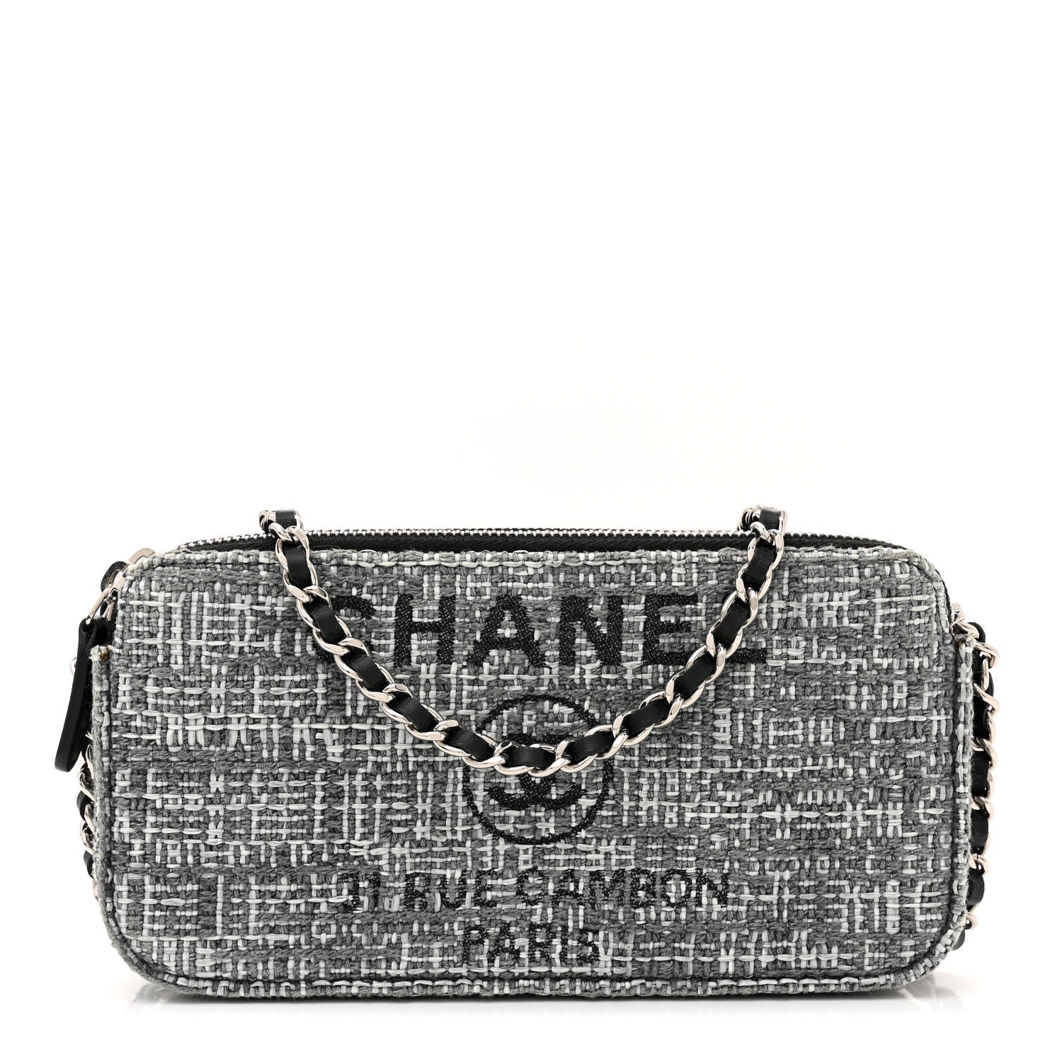 Chanel Canvas Small Deauville Clutch With Chain Charcoal 1 of 11