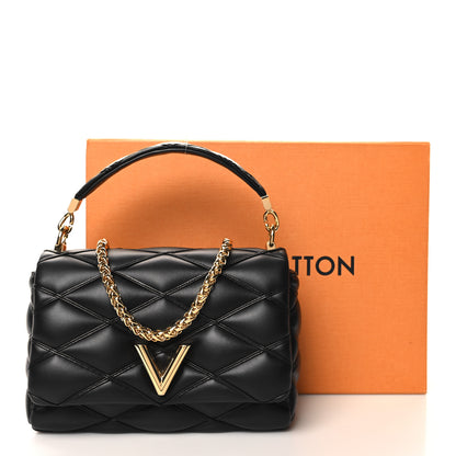 Louis Vuitton Lambskin Malletage Top Handle GO-14 MM Black 10 of 10