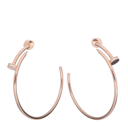 Cartier 18K Pink Gold Diamond Juste Un Clou Hoop Earrings 1 of 5