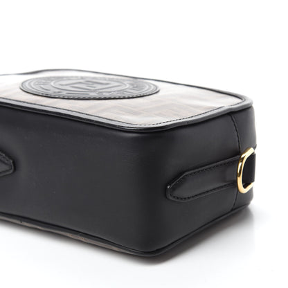 Fendi Glazed Fabric Vitello Century F is Fendi FF 1974 Stamp Patch Camera Case Mogano Panna Black 7 of 10