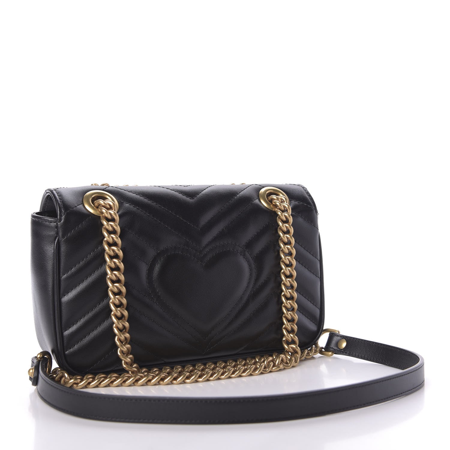 Gucci Calfskin Matelasse Mini GG Marmont Shoulder Bag Black 3 of 9