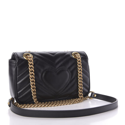 Gucci Calfskin Matelasse Mini GG Marmont Shoulder Bag Black 3 of 9