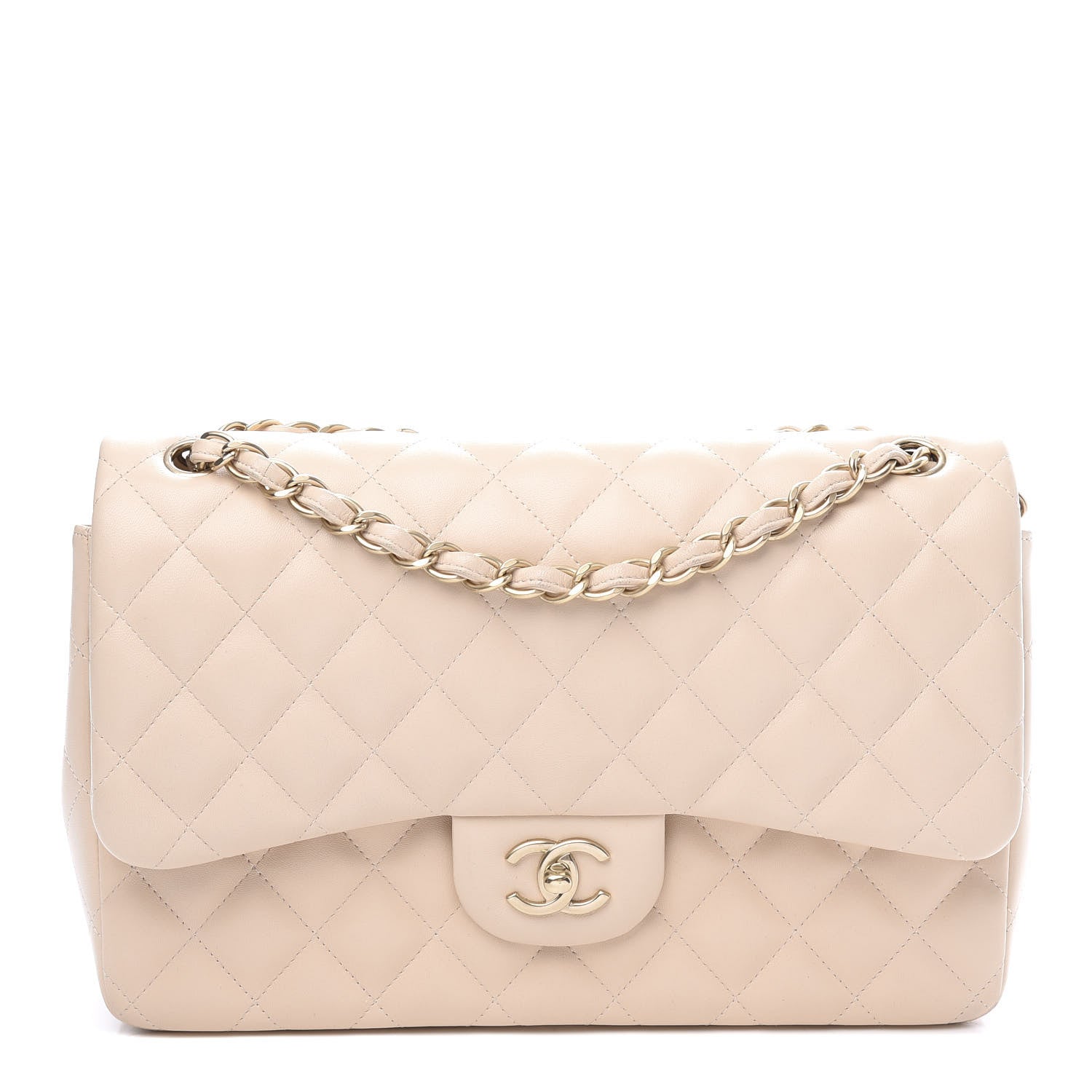 Chanel Lambskin Quilted Jumbo Double Flap Beige Clair 1 of 13