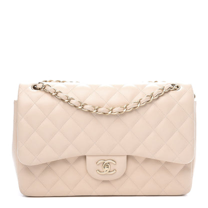 Chanel Lambskin Quilted Jumbo Double Flap Beige Clair 1 of 13